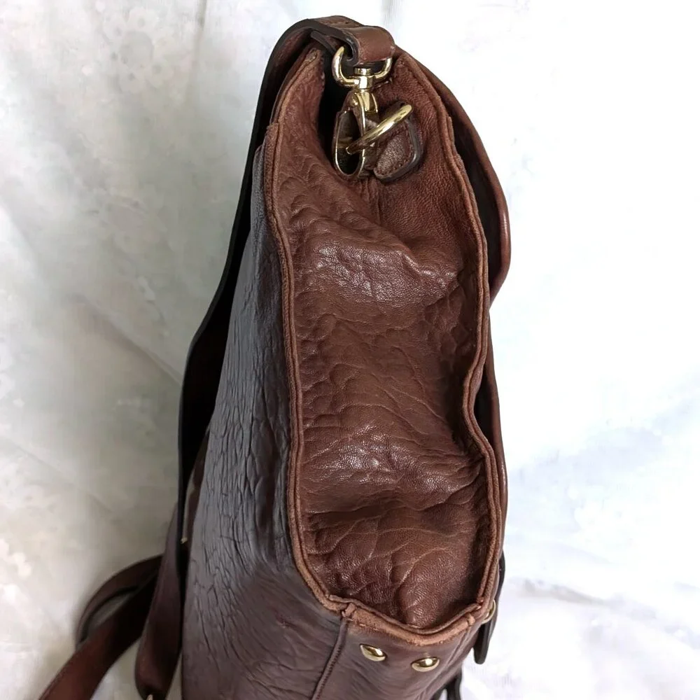 HYPE Brown Pebbled Leather Laptop Shoulder Messenger Briefcase Satchel Bag